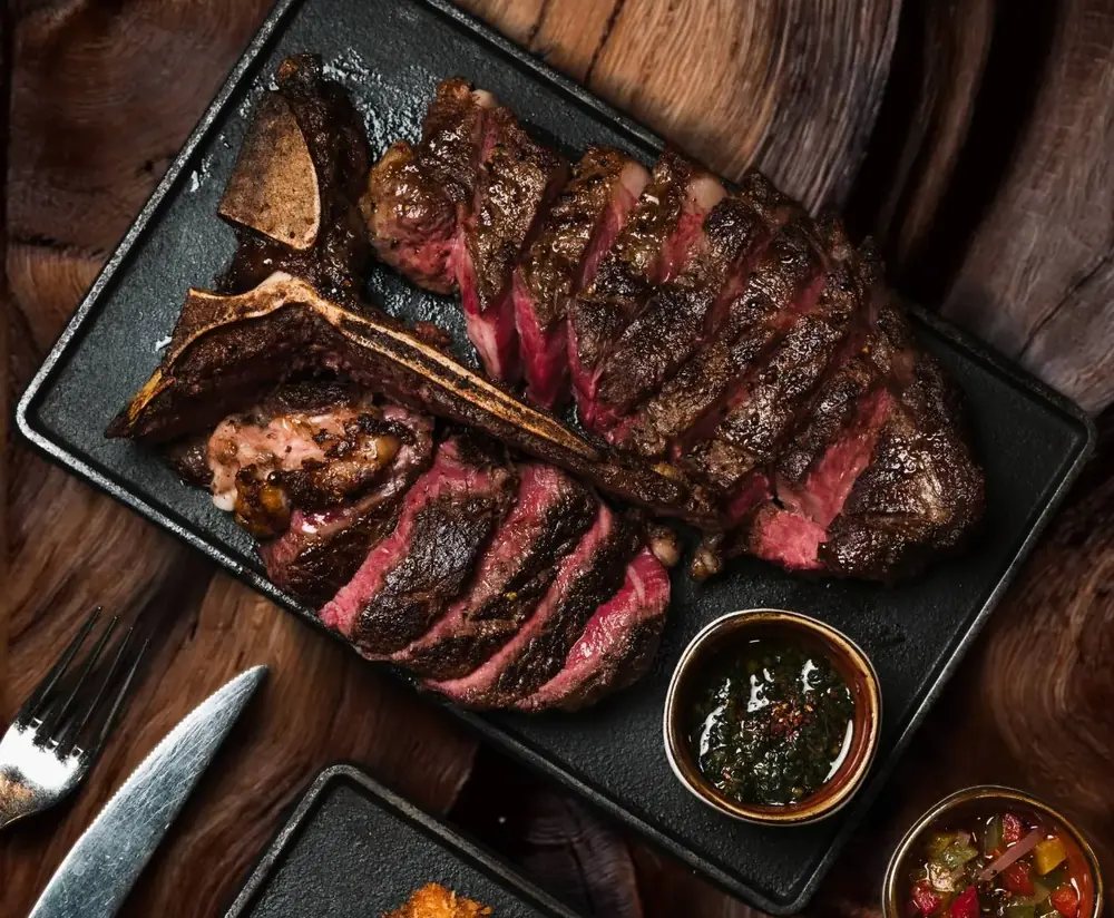 Argentinian T-bone steak with chimichurri at FIRE