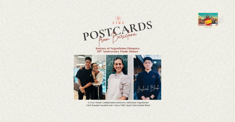 Postcards from Barcelona AMEX dinner banner with Chef Soledad Nardelli and Chef Joshiah Black